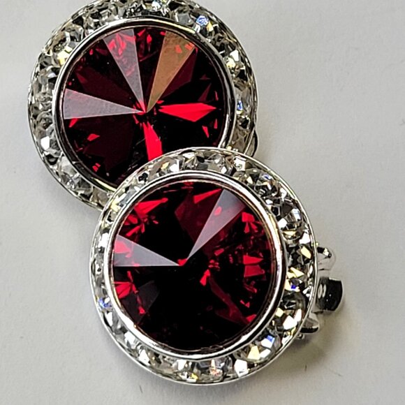 Red Clip On Earrings, 22mm Red ClipOns Earrings - Picture 4 of 4